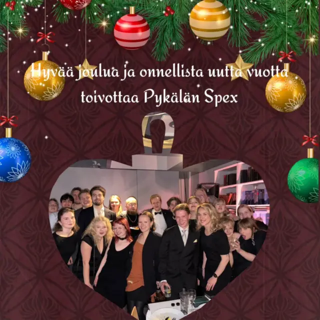 Koko Pykälän Spexin porukka toivottaa kaikille spexikästä joulunaikaa ja riemukasta uutta vuotta! 🎅

Ainiin, ja enää tasan kaksi viikkoa ensi-iltaan!😉 Vielä ehdit sujauttamaan bion linkistä pukinkonttiin liput ensi vuoden suurimpaan spextaakkeliin. 🎁

#pykälänspex #spex #pykälä #musiikkiteatteri #spex2025